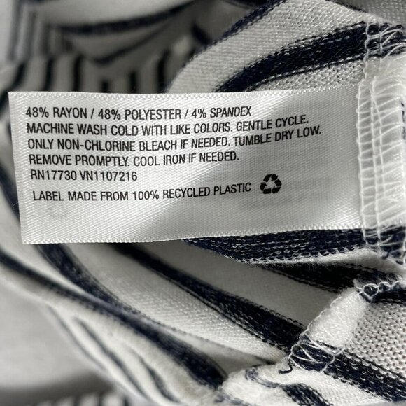 A New Day Sweater Womens Sz L White Striped Hooded Drop Shoulder Sleeve Pullover - Picture 10 of 12